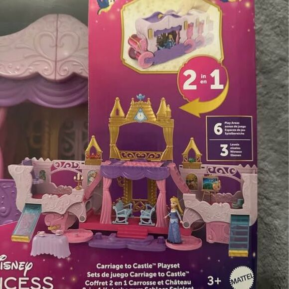 NEW Disney Princess 2 in 1 Carriage to Castle Transforming Playset W/ Aurora - Picture 5 of 8